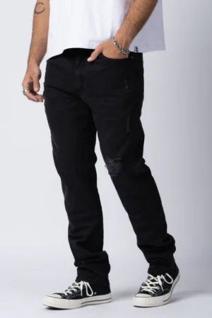 JEANS FALCON SCRATCHED NEGRO