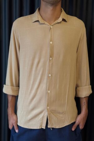 CAMISA MANGA LARGA LINO CAMEL