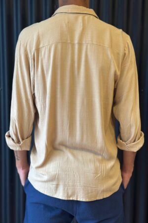 Alternative view of CAMISA MANGA LARGA LINO CAMEL