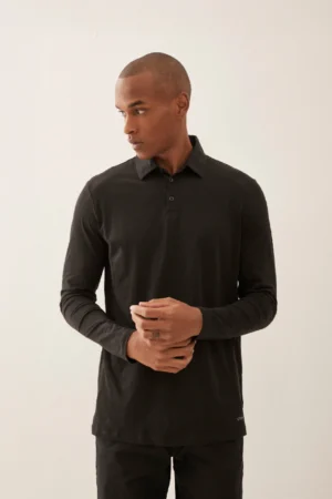CHOMBA POLO LONG NEGRA