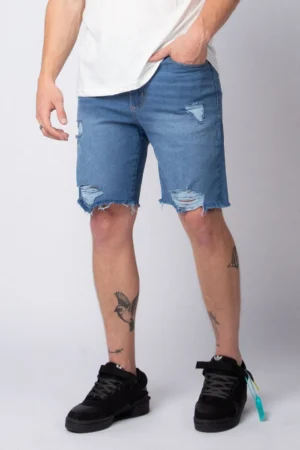 BERMUDA JEAN ORION SCRATCHED AZUL