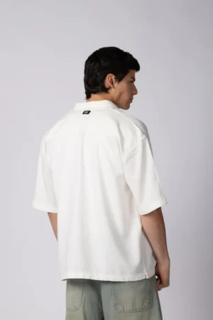 Alternative view of CAMISA MANGA CORTA LINO RUKAN BLANCA