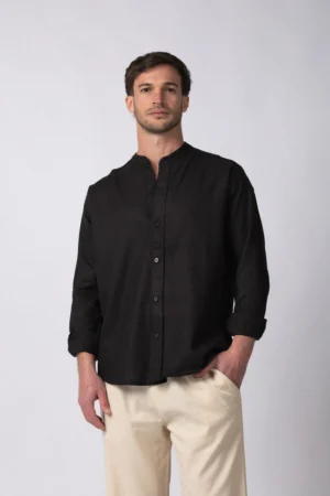 CAMISA MANGA LARGA MAO LINO DEKO NEGRA